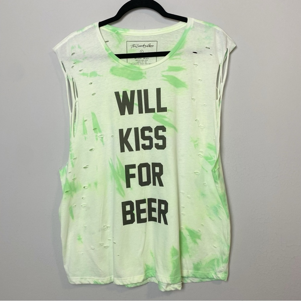 The Laundry Room ‘Will Kiss For Beer’ Distressed Sleeveless Top